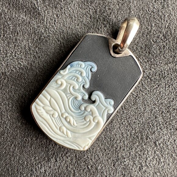David Yurman Waves Dog Tag Pendant with White Agate - Picture 7 of 13
